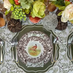 Toile de Jouy Birds Tablecloth in Sage