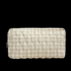 Toiletry Pouch in Beige Gingham
