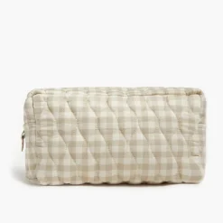 Toiletry Pouch in Beige Gingham