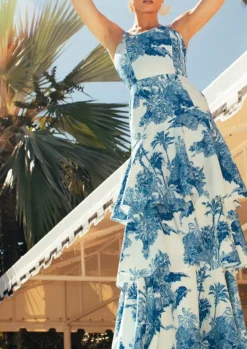 Torero Gown in Blue & White