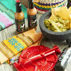 Tortilla Press Kit in Red Cast Iron with Servilleta