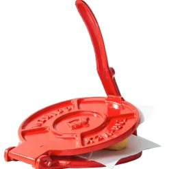 Tortilla Press Kit in Red Cast Iron with Servilleta