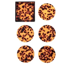 Tortoise Drink Coasters in Brown, Set of 6 in a Caddy