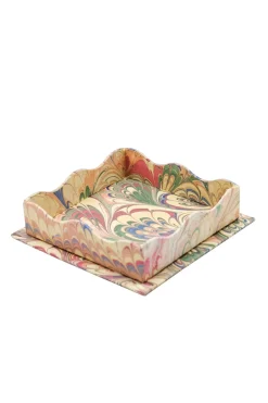 Trinket Cocktail Napkin Tray in Multicolor Marbling