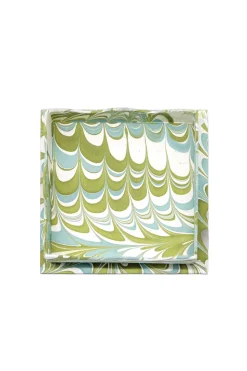 Trinket Cocktail Napkin Tray in Robin Blue Marbling