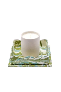 Trinket Cocktail Napkin Tray in Robin Blue Marbling