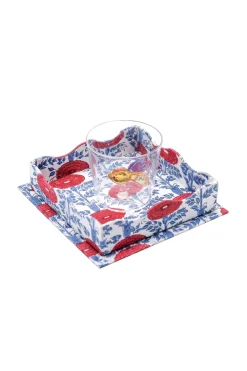 Trinket Cocktail Napkin Tray in Araminta Blockprint