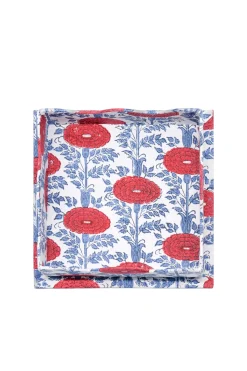 Trinket Cocktail Napkin Tray in Araminta Blockprint