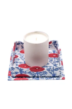 Trinket Cocktail Napkin Tray in Araminta Blockprint