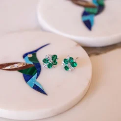 Tropical Paradise Rainforest Mini Emerald Stud Earrings