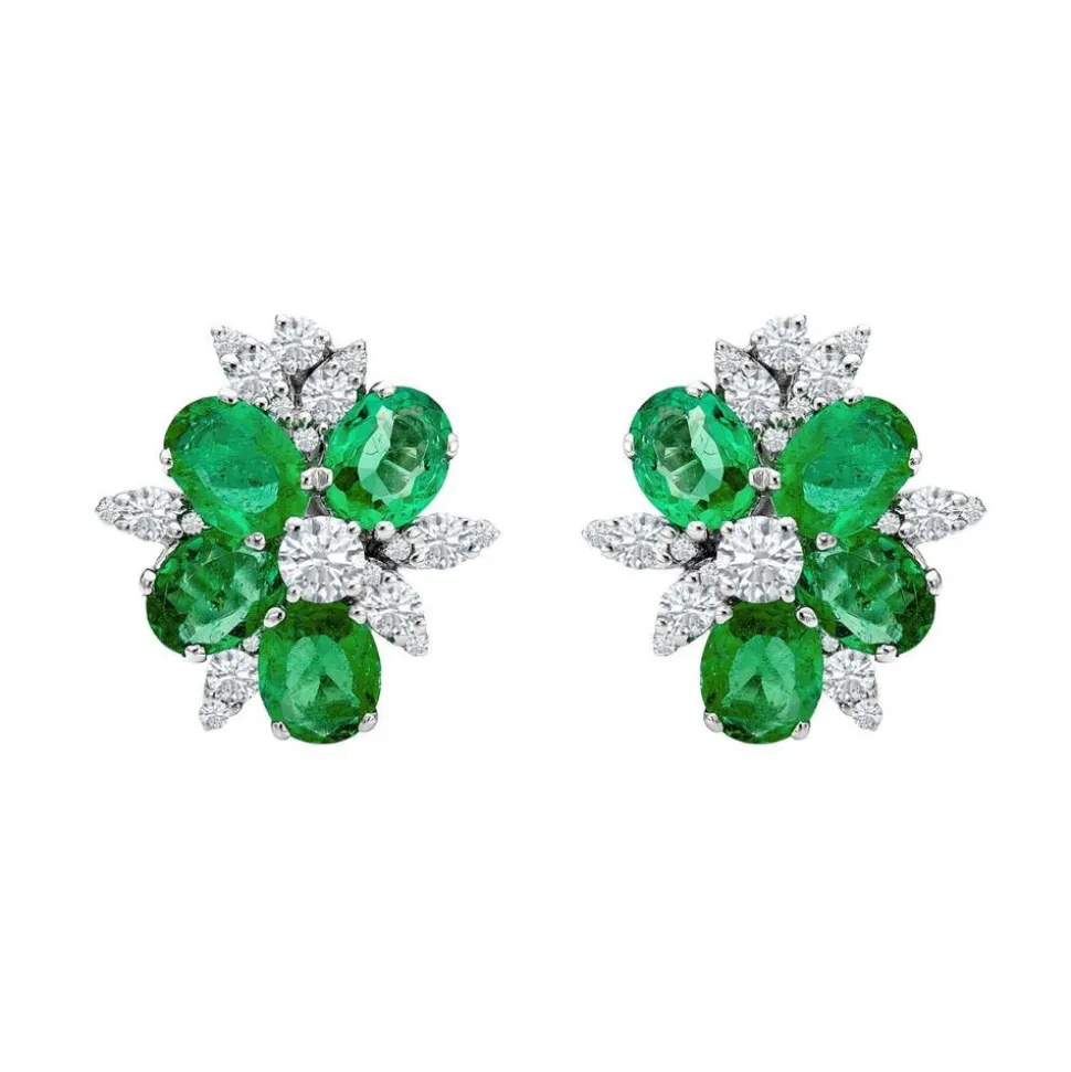 Tropical Paradise Rainforest Mini Emerald Stud Earrings
