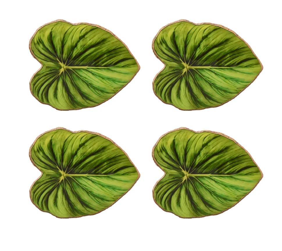 Tropicana Coasters in Green, Set of 4 in a Gift Box