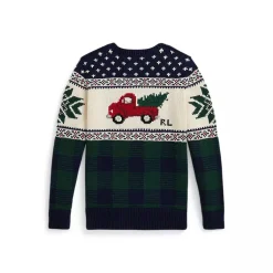 Truck-Intarsia Holiday Cotton Sweater