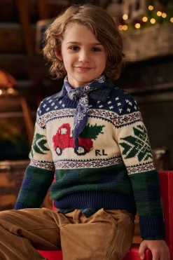 Truck-Intarsia Holiday Cotton Sweater