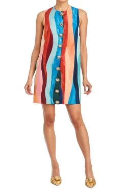 Tuesday Shift Mini Dress in Abstract Autumn