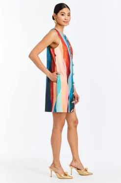 Tuesday Shift Mini Dress in Abstract Autumn