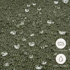 Tuffet Storage Ottoman in Performance Olive Boucle with Honey Ball Feet