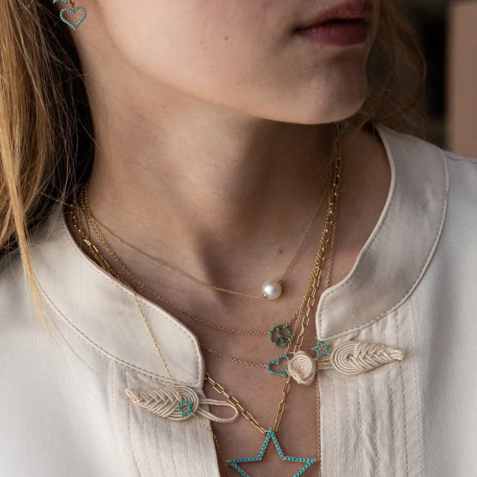 Turquoise Heart Charm Necklace