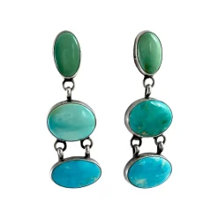 Turquoise Three Stone Earrings