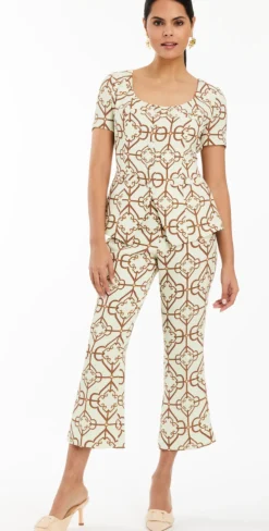 Tuxedo Crop Kick Pants in Quatrefoil Tile