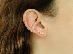 Twin Tusk Ear Cuff with Double Line Pavé White Diamonds