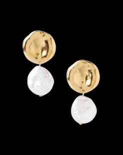 Two Tiered White Keshi Pearl Earrings