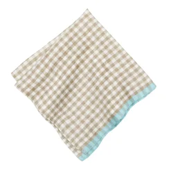 Two-Tone Gingham Napkins in Natural & Aqua, Set of 4