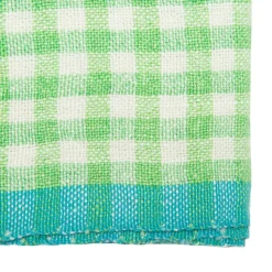 Two-Tone Gingham Napkins in Natural & Aqua, Set of 4