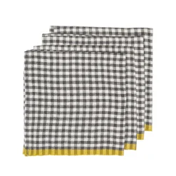 Two-Tone Gingham Napkins in Natural & Aqua, Set of 4