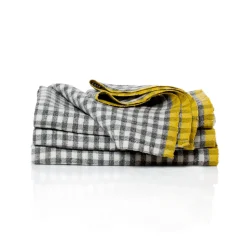 Two-Tone Gingham Napkins in Natural & Aqua, Set of 4