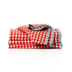 Two-Tone Gingham Napkins in Natural & Aqua, Set of 4