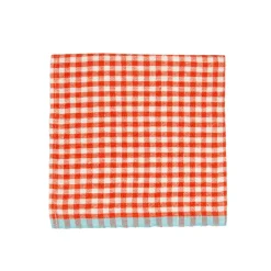 Two-Tone Gingham Napkins in Natural & Aqua, Set of 4