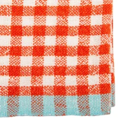 Two-Tone Gingham Napkins in Natural & Aqua, Set of 4