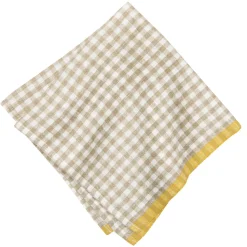 Two-Tone Gingham Napkins in Natural & Aqua, Set of 4