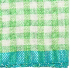 Two-Tone Gingham Napkins in Natural & Aqua, Set of 4