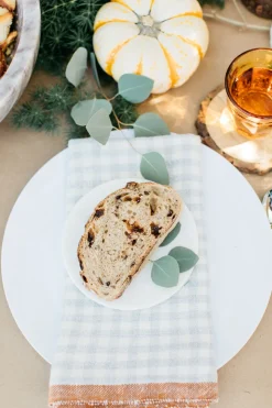 Two-Tone Gingham Napkins in Natural & Aqua, Set of 4