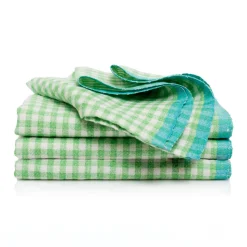 Two-Tone Gingham Napkins in Lime & Aqua, Set of 4