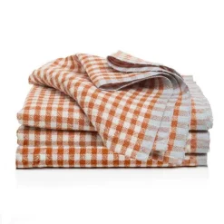 Two-Tone Gingham Napkins in Cognac & Blue, Set of 4