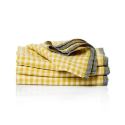 Two-Tone Gingham Napkins in Dijon & Grey, Set of 4