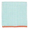 Two-Tone Gingham Napkins in Aqua & Orange, Set of 4