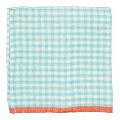 Two-Tone Gingham Napkins in Aqua & Orange, Set of 4