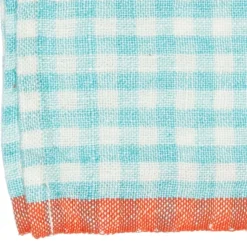 Two-Tone Gingham Napkins in Aqua & Orange, Set of 4
