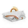 Two-Tone Gingham Towels in Blue & Cognac, Set of 2