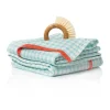 Two-Tone Gingham Towels in Aqua & Orange, Set of 2