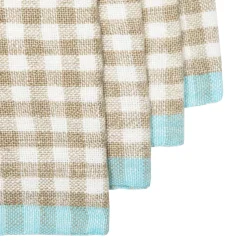 Two-Tone Gingham Towels in Natural & Aqua, Set of 2