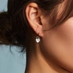 Two-Toned Spikey Heart Huggies