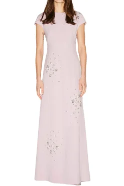 Tyra Gown Lilac Pink Embellished Crepe