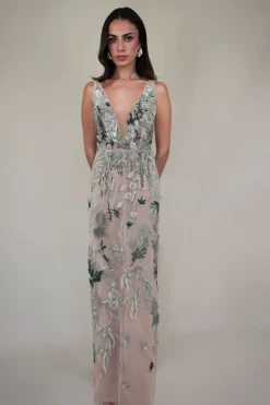 Underwater Wildflower Column Dress in Seaglass