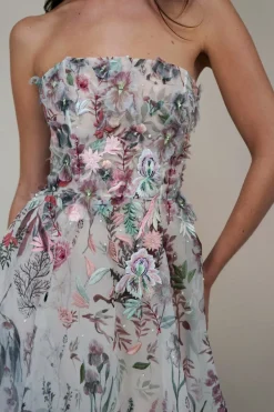 Underwater Wildflower Print & Embroidered Gown