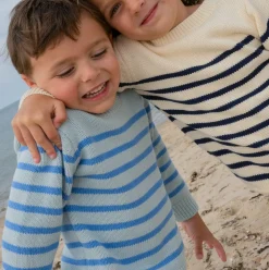 Unisex Blue Stripe Knit Sweater